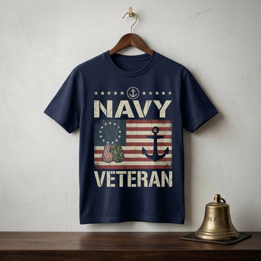 Navy Veteran American Flag Eagle T-Shirt