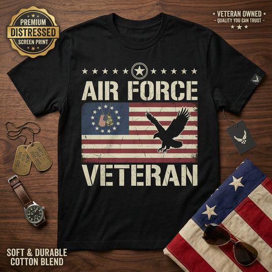 Air Force Veteran American Flag Eagle T-Shirt