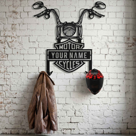 Personalized Motorcycle Helmet Holder – Custom Biker Metal Wall Art